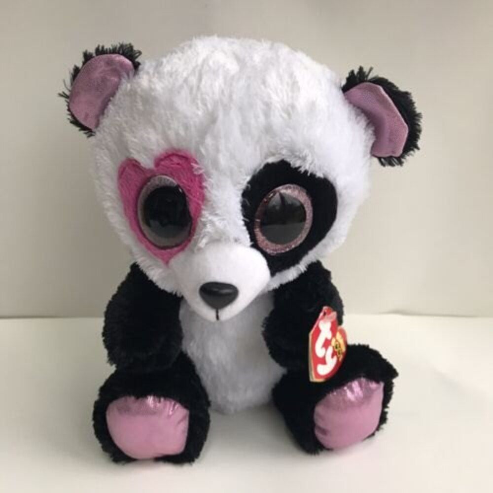 TY Beanie Boo Mandy Panda Plush Heart Eye Stuffed Animal 9" NWT
